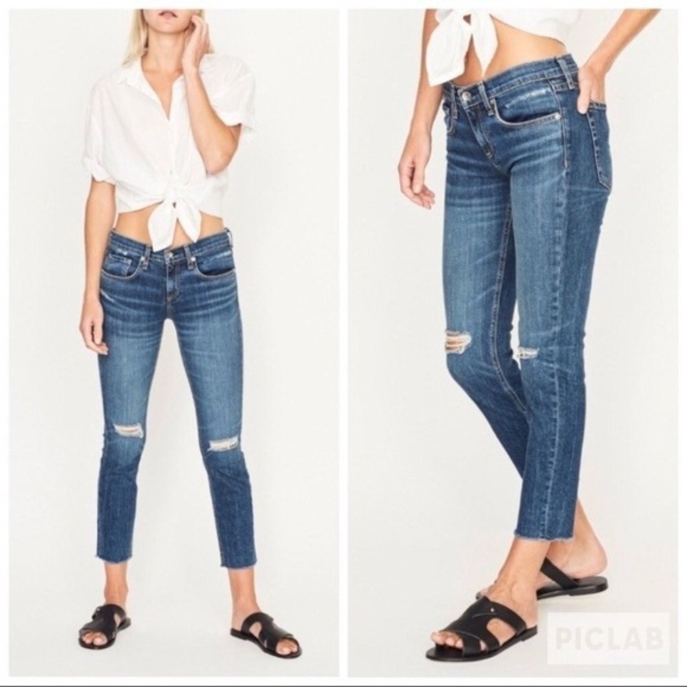 Rag & Bone Jeans Dre Capri Distressed Jeans Size 26 DIA Wash Cropped Stretch